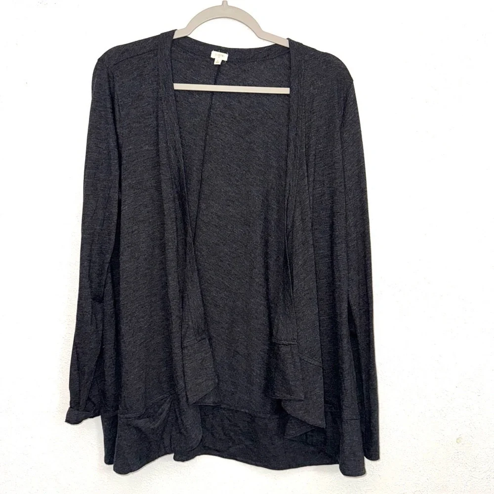 J. Crew Open Front Charcoal Grey Cardigan Size Large
